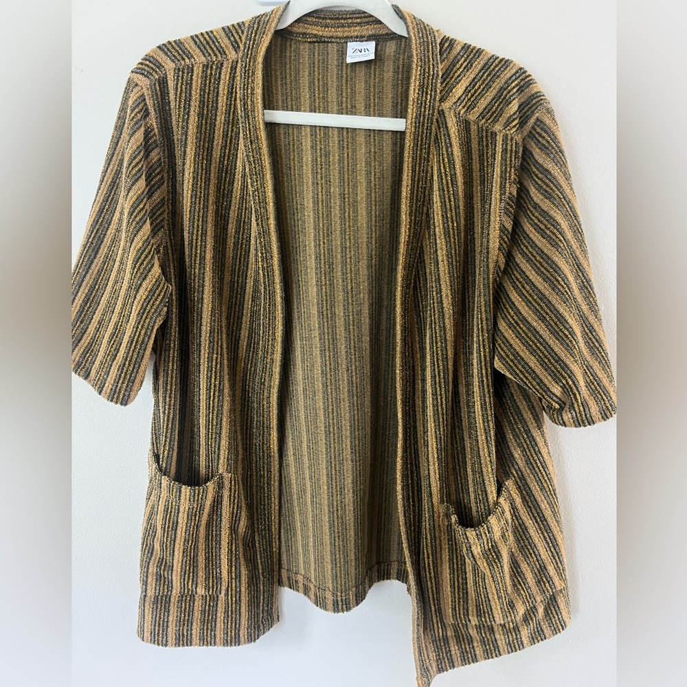 Terry cloth open sweater